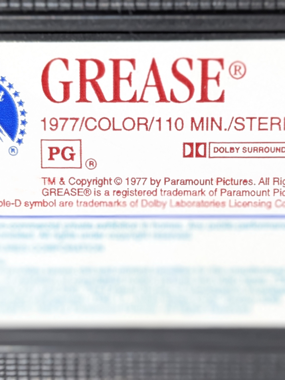 Grease VHS Tape (Paramount Home Video, 1990 Release) - Picture 6 of 7